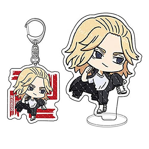 TLSD Tokyo Revengers Standing Figure  plus Keychain, Anime Sano Manjirou Cosplay Acrylic Stand Model Desk Decoration Ornaments Props