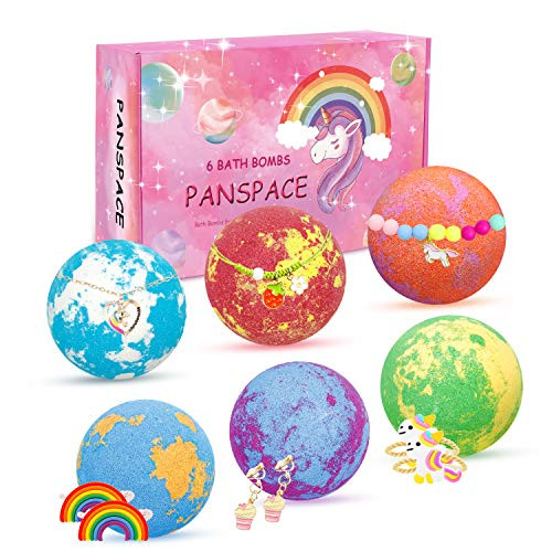 Panspace Unicorn Bath Bombs for Girls with Jewelry Inside, 6 Organic Bath Bombs Gift Set for Kids, Handmade Bubble Bath Bombs Spa Fizz Ball Kit with Surprise Toys for Kids Girls Birthday Christmas Panspace Unicorn Bath Bombs for Girls with Jewelry Inside, 6 Organic Bath Bombs Gift Set for Kids, Handmade Bubble Bath Bombs Spa Fizz Ball Kit with Surprise Toys for Kids Girls Birthday Christmas