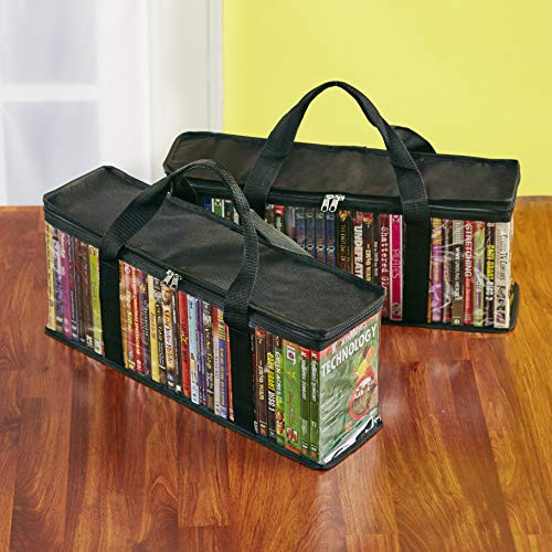 The Lakeside Collection Storage Bags for DVDs, Blu-Ray, VHS, Games with Handle - Set of 2