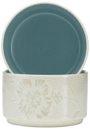 Noritake Colorwave Bloom Stacking Bowl, Turquoise Blue, Set of 2