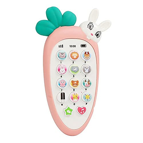 SYLCY Baby Cell Phone Toy, Preschool Learning Toys, Remote Control Baby Phone, with a Glowing Bunny, Music, Baby Learning Toy, Help Learn Basic Knowledge for 1 2-Year-Old Kids-Pink