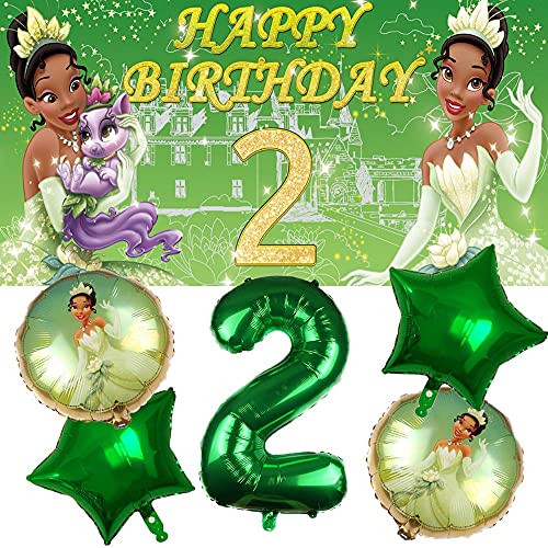 Tiana 2nd Party Supplies | Princess and The Frog | Second | Two | Decorations | Birthday | Banner | Balloons | For Girl | Backdrop | Decor