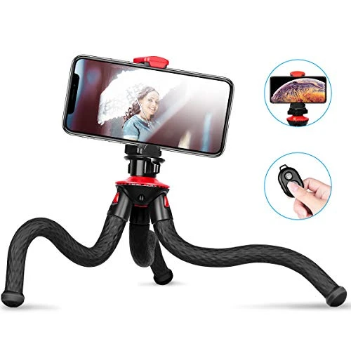 Goofoto Flexible Phone Tripod, Waterproof Tripod for iPhone, Samsung with Smartphone Mount, Remote Control Tripod for Camera, Mirrorless DSLR Canon, Nikon