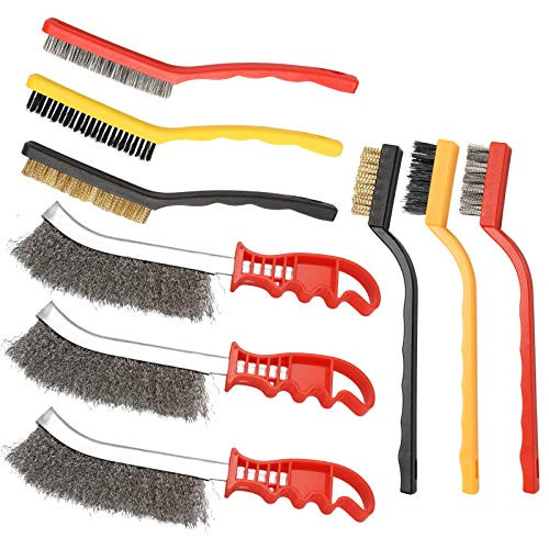 DAKCOS 9 Pieces Wire Brush Set-Stainless Steel, Brass and Nylon- for Cleaning Welding Slag and Rust Scratch Wire Brush Curved Handle Slag Brush Masonry Brush Wire Bristle Rust Brush DAKCOS 9 Pieces Wire Brush Set-Stainless Steel, Brass and Nylon- for Cleaning Welding Slag and Rust Scratch Wire Brush Curved Handle Slag Brush Masonry Brush Wire Bristle Rust Brush