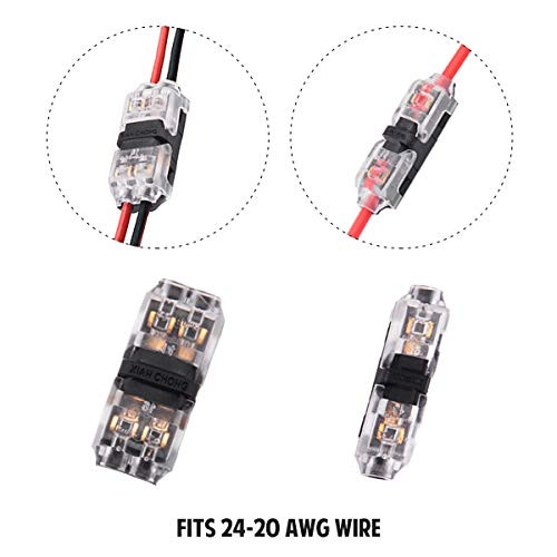 BRILLIANCE4U Low Voltage Wire Connectors, No Wire Stripping Solderless Wire Connectors, 2 Way 2 Pins and 1 Pin for 20-24 AWG Wires, Mixed 24 Pack