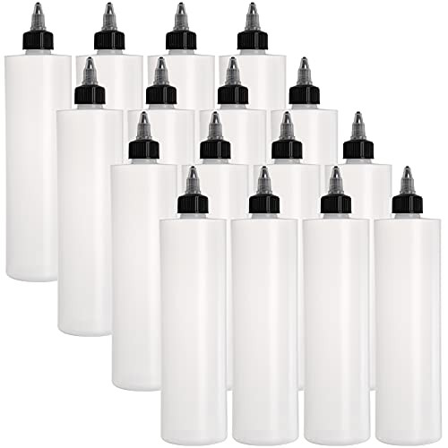 Bekith 12 Pack 16oz Plastic Squeeze Condiment Bottles with Twist Top Caps, Empty Boston Dispensing Bottles for Icing, Cookie Decorating, Sauces, Arts and Crafts