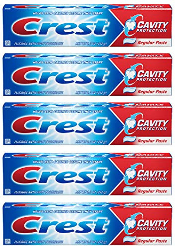 Crest Fluoride Anticavity Toothpaste, Prevents Cavities Before They Start, Regular Paste, 8.2 Ounce -Pack of 5-