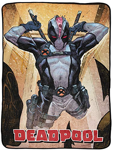 Marvel Deadpool X-Force Throw Blanket - Measures 46 x 60 inches, Kids Bedding - Fade Resistant Super Soft Fleece -Official Marvel Product-