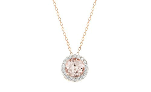 NYC Sterling Women Sterling Silver Simulated Morganite Pendant Necklace -Round-