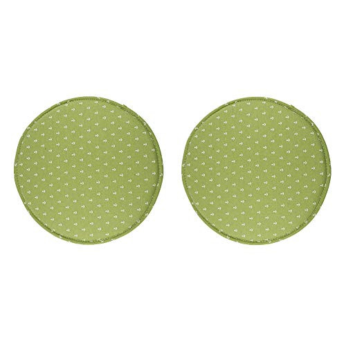 Round Non Slip Kitchen Dining Seat Cushions High Stool Chair Pads Bar Chair Cushion Set with Ties 13 Inch Pack of 2 Green Pattern