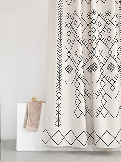 YoKII Boho Stall Shower Curtain, 36-Inch Tribal Beige Moroccan Small Fabric Shower Curtain Sets for Bathroom, Heavy Weighted  and  Water Resistant -36 x 72, Beige-