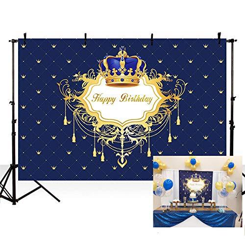MEHOFOTO Blue and Gold Boy Happy Birthday Photo Background Little Prince Crown Royal Celebration Party Decorations Banner Backdrops for Photography 7x5ft MEHOFOTO Blue and Gold Boy Happy Birthday Photo Background Little Prince Crown Royal Celebration Party Decorations Banner Backdrops for Photography 7x5ft