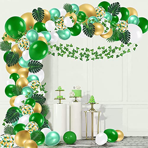 MOVINPE Jungle Party Safari Theme Green Balloon Arch Kit Garland Decorations, Palm Monstera Leaf, Ivy Vines Tropical Leaves for Baby Shower, Tropical, Birthday, Wild One, Hawaii Party Supplies