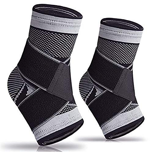 Plantar Fasciitis Socks, Ankle Brace for Women  and  Men, Compression Ankle Brace Sleeve with Arch Support for Eases Swelling Achilles Tendonitis Heel Spurs Swelling Foot Pain Relief -Gray-Pair-