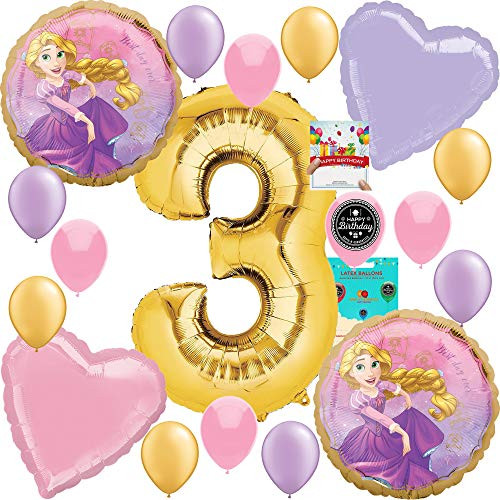 Rapunzel Party Supplies Princess Tangled Balloon Decoration Bundle for 3rd Birthday