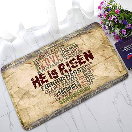 PKQWTM He is Risen Religious quot Home Decor Floor Mat Area Rug Doormat Size 18x30 Inches