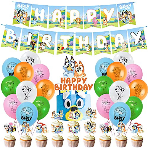 46PCS Bluey Party Supplies for Kids Birthday Decorations Bluey Birthday Party Supplies Pack 46PCS Bluey Party Supplies for Kids Birthday Decorations Bluey Birthday Party Supplies Pack