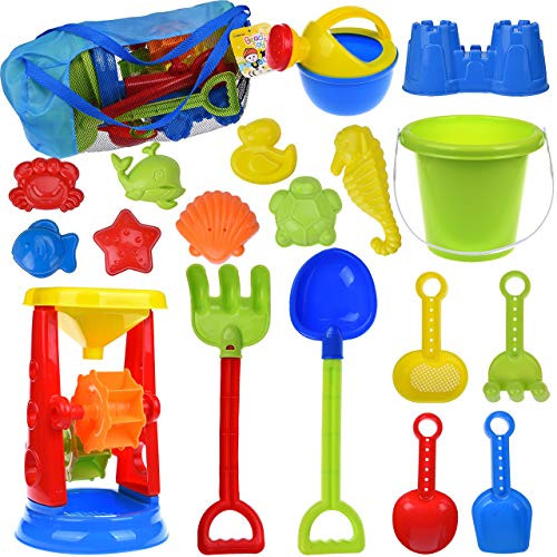 FUN LITTLE TOYS Kids Beach Sand Toys Set Sand Water Wheel, Beach Molds, Beach Bucket Beach Shovel Tool Kit, Sandbox Toys for Toddlers, Kids Outdoor Toys, 19 Pieces FUN LITTLE TOYS Kids Beach Sand Toys Set Sand Water Wheel, Beach Molds, Beach Bucket Beach Shovel Tool Kit, Sandbox Toys for Toddlers, Kids Outdoor Toys, 19 Pieces