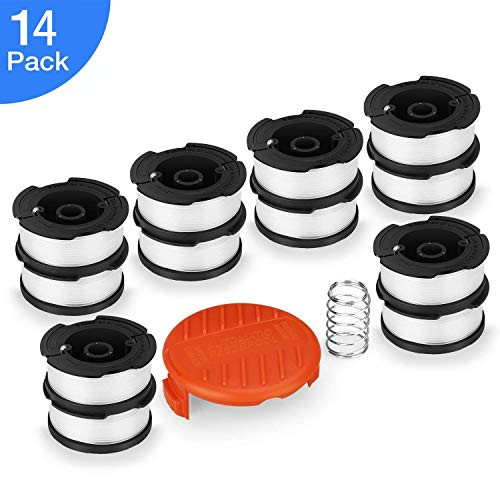 Yoelike [14 Pack]Line String Trimmer Replacement Spool, 30ft 0.065" Autofeed Weed Eater String, Compatible with Black+Decker String Trimmers(12 Replacement Spool, 1 Trimmer Cap, 1 Spring)