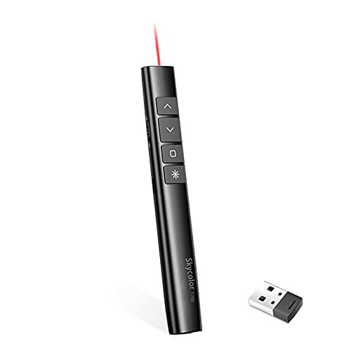 Wireless Presenter, 2.4GHz Remote Presentation USB and Bluetooth Control PowerPoint PPT Clicker for Windows, Mac OS, Linux, Android Rechargeable Remote Clicker with Red Laser Presentation Pointer