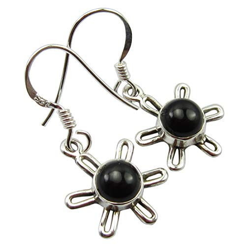 SilverStarJewel Black Onyx Earrings 1.2" 925 Sterling Silver Fashion Jewelry SilverStarJewel Black Onyx Earrings 1.2" 925 Sterling Silver Fashion Jewelry