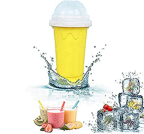 Slushie Maker Cup, Magic Quick Frozen Smoothies Cup Cooling Cup Double Layer Squeeze Cup Slushy Maker, Homemade Ice Cream Maker DIY it for Children and Family -Yellow- Slushie Maker Cup, Magic Quick Frozen Smoothies Cup Cooling Cup Double Layer Squeeze Cup Slushy Maker, Homemade Ice Cream Maker DIY it for Children and Family -Yellow-
