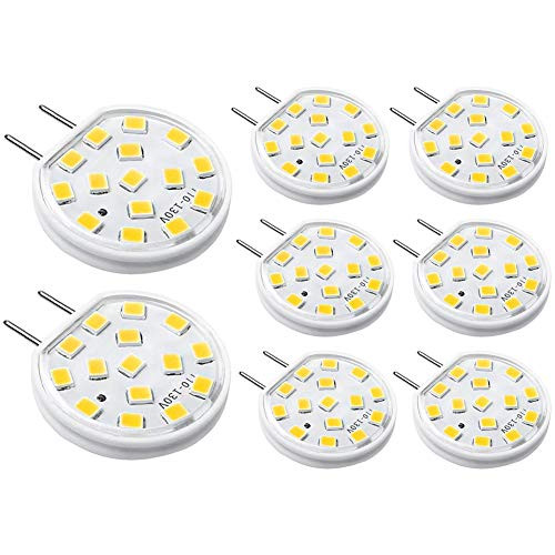 G8 LED Bulb Dimmable 3W Puck Light Bulbs 20W-25W T4 Halogen Bulb Equivalent 120V Warm White 3000K G8 Bi-Pin Base Bulb for Under Counter Kitchen Lighting, Under Cabinet Light -8 Pack-