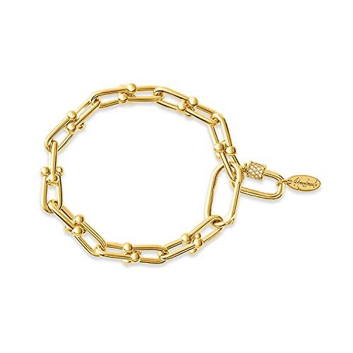 Emptizer Women's 18k Gold Plated Link Bracelets Cubic Zirconia Link Charm Bracelet Simple-Dainty Chain Handmade, 8"