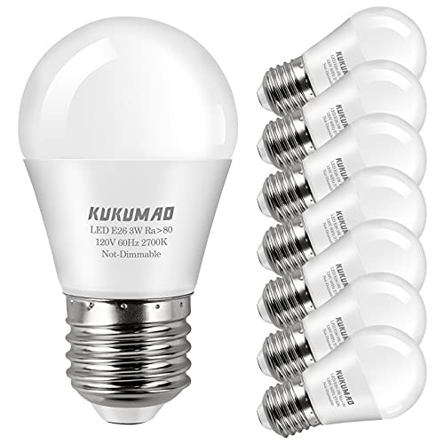 LED Bulb 3W 25 Watt Equivalent , Night Stand Bulb Table Lamp Bulb A15 Light Bulbs Warm White 2700K LED Energy Saving E26 Medium Screw Base for Home Light Bulb -Warm White 3W Pack-8-