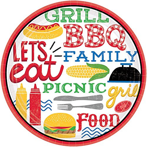 Amscan 741951 BBQ Picnic disposable-plates 7" Multicolor