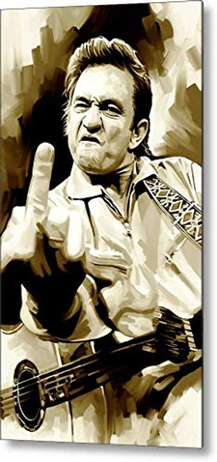 Saraheve Johnny-Cash Artwork Metal Tin Sign Retro Decoration for Home Bar,16x12 Gift Plaque