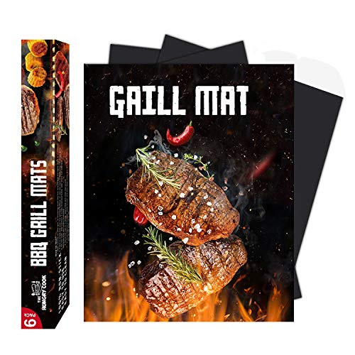 Grill Mat, Set of 6 Heavy Duty BBQ Grilling and Baking Mats- 100 percent Non-Stick, Reusable, Easy to Clean Barbecue Grilling Accessories- Works on Electric Grill Gas Charcoal BBQ - 15.75 x 13 inches, Black Grill Mat, Set of 6 Heavy Duty BBQ Grilling and Baking Mats- 100 percent Non-Stick, Reusable, Easy to Clean Barbecue Grilling Accessories- Works on Electric Grill Gas Charcoal BBQ - 15.75 x 13 inches, Black