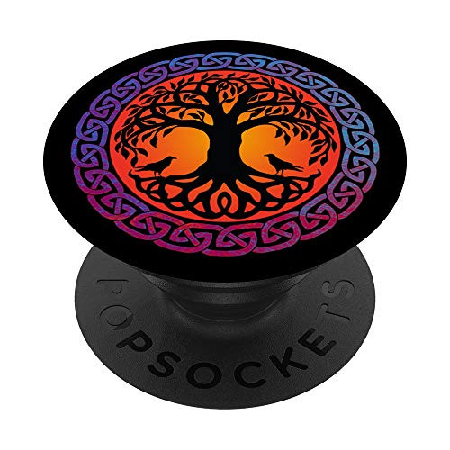 Viking Norse Knots Design Yggdrasil Tree and Ravens PopSockets PopGrip: Swappable Grip for Phones  and  Tablets
