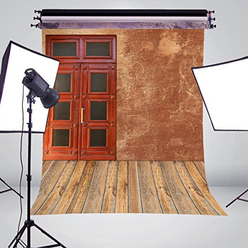 FUERMOR 5x7ft Rustic Window Wall Photography Background Yellow Wooden Floor Photo Backdrop Studio Props Wall G383