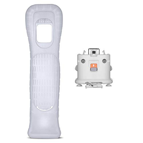 Wii Motion Plus Adapter-Sensor Accelerator for Nintendo Remote Controller with Nintendo Wii Silicone Sleeve, External Remote Sensor Accelerator Attachment for Nintendo Wii