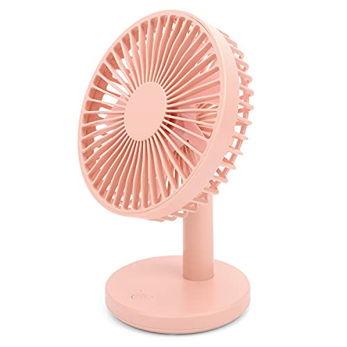 Mini Table Fan, Small USB Desk Fan, Portable Personal Fan 3 Speeds Strong Airflow Whisper Quiet 45 Adjustment for Cooling Home Bedroom Desktop Office Car Outdoor - Pink