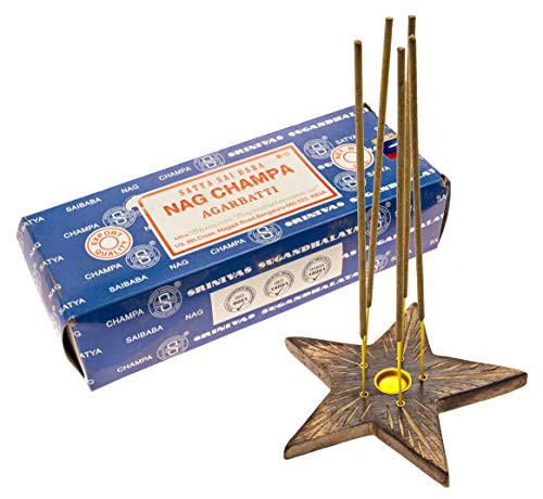 Alternative Imagination 250 Gram Nag Champa with Mango Wood Star Incense Holder
