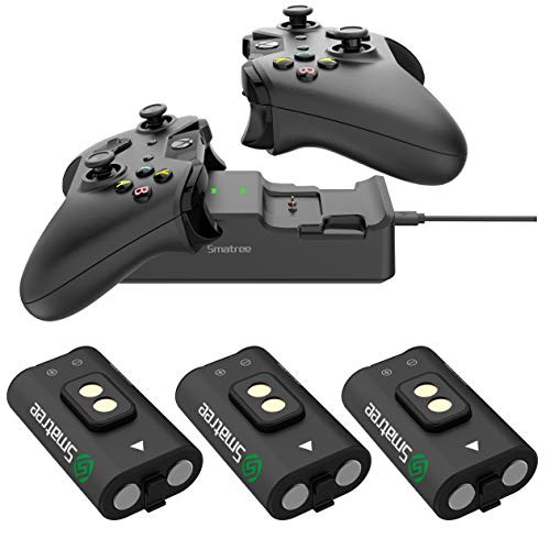 Smatree Rechargeable Battery 3 Packs with Dual Charging Station High Speed Docking Compatible for Xbox One/Xbox One X/Xbox One S/ Xbox One Elite Wireless Controller