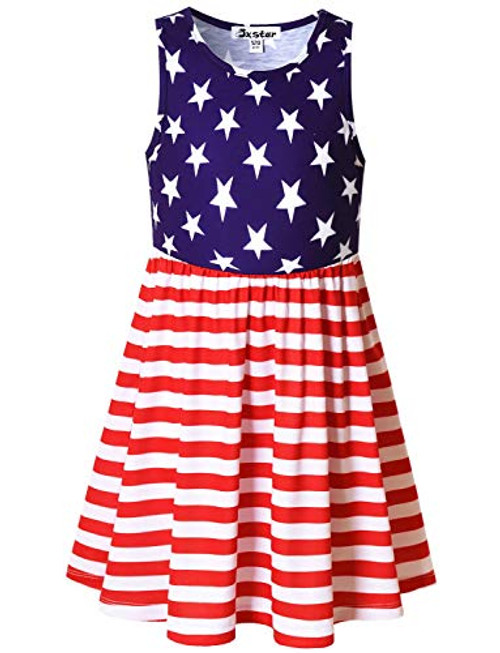 Jxstar 3t 4t Toddler Girls America Flag Dresses 4th July Patriotic Costume with Pockets