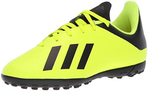 adidas Unisex X Tango 18.4 Turf Soccer Shoe, Black/Solar Yellow, 5.5 M US Big Kid