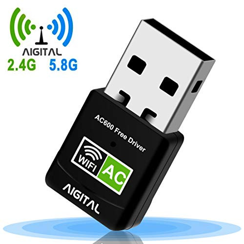 Aigital USB WiFi Adapter 600Mbps Mini Wireless Adapter Network WiFi Dongle High Speed Dual Band for PC/Desktop/Laptop/Mac, Support Windows10/8/7/Vista/XP, No CD Disk Needed