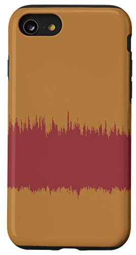 iPhone SE -2020- / 7 / 8 Modern Stripe Pattern Burgundy  and  Light Brown Beige AEW535 Case