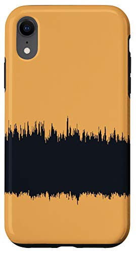 iPhone XR Modern Stripe Pattern Black  and  Yellow Orange AEW480 Case