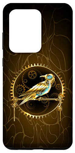 Galaxy S20 Ultra Gear and Cog Mechanical Steampunk Bird on Retro Brown Case