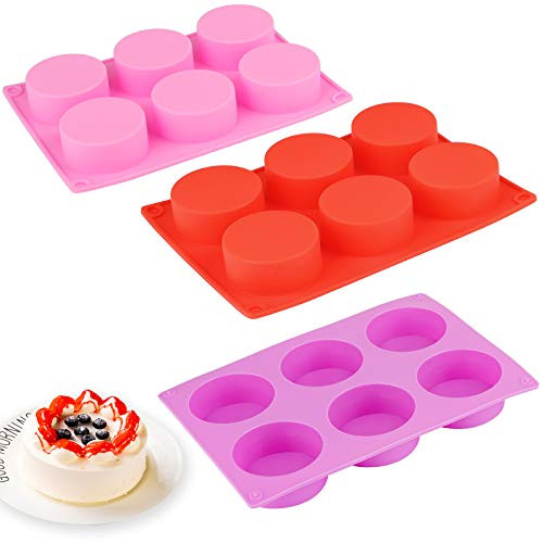 Magigift Round Cylinder Silicone Mold Candy Mold Chocolate Mold for Sandwich Cookies Muffin Cupcake Brownie Cake Pudding Jello -3pack-