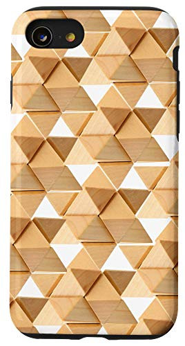 iPhone SE -2020- / 7 / 8 Beautiful geometric triangles in wooden pattern white brown Case