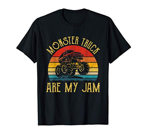 Monster Truck Are My Jam Vintage Retro Sunset Cool Engines T-Shirt