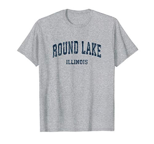 Round Lake Illinois IL Vintage Varsity Sports Navy Design T-Shirt