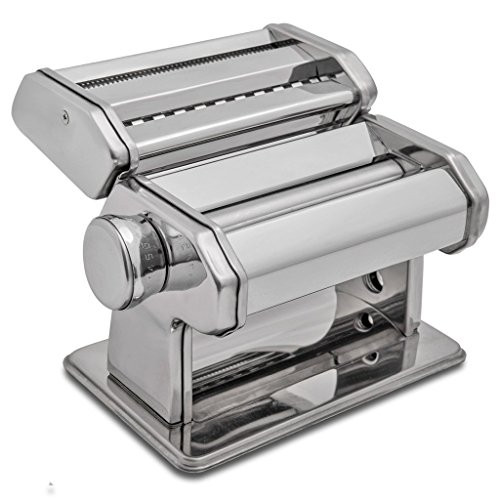 HuiJia Wellness 150 Pasta Maker Machine Stainless Steel Pasta Roller Machine Includes Pasta Cutter Hand Crank Attachments for Tagliattelle Linguine Lasagna