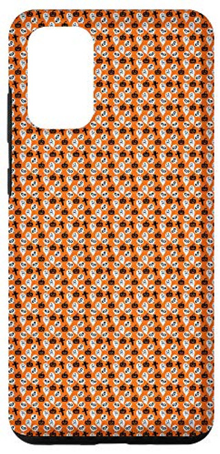 Galaxy S20 plus Scary Pumpkin Skull Ghost Cool Halloween Design Orange Phone Case